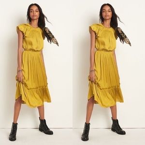 Yellow NWT Anthropologie Current Air Smocked Midi Dress  Size XS